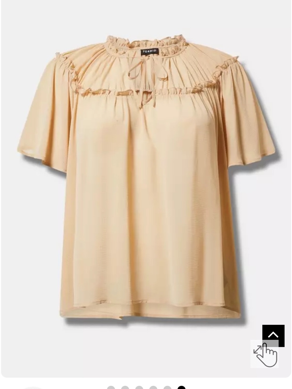 torrid Cream Ruffle-Yoke Tie-Neck Flutter Sleeve Blouse